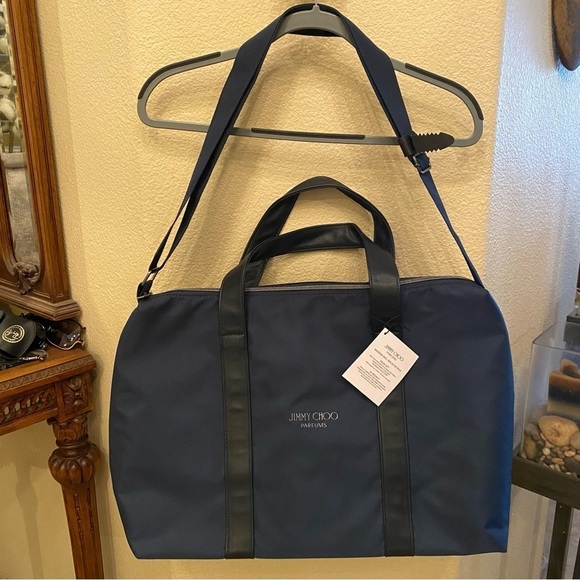 NWT~JIMMY CHOO Parfums Navy Large Weekend Bag 13-1/2”x24” - Picture 1 of 8